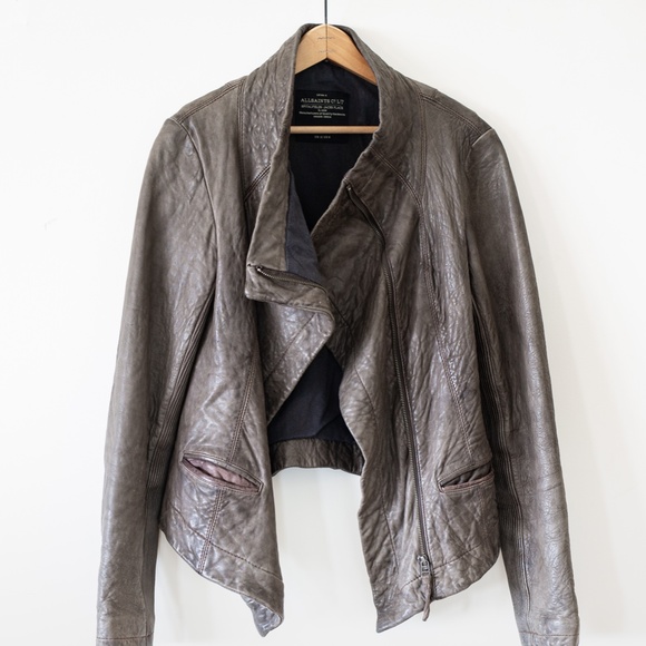 ALL SAINTS - Legacy Brown Leather Jacket US 8 - Picture 2 of 9